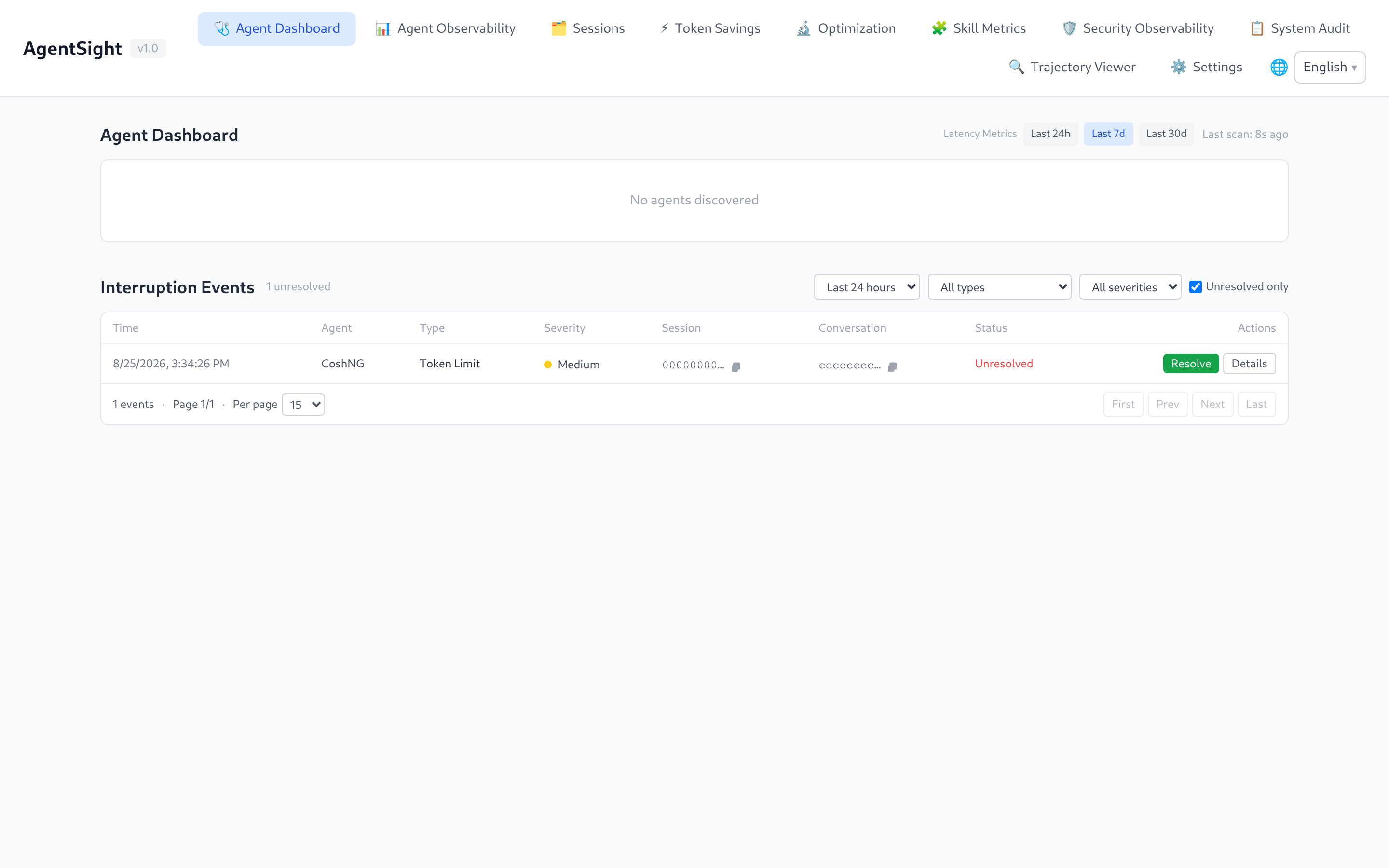Agent Dashboard with the interruption inbox