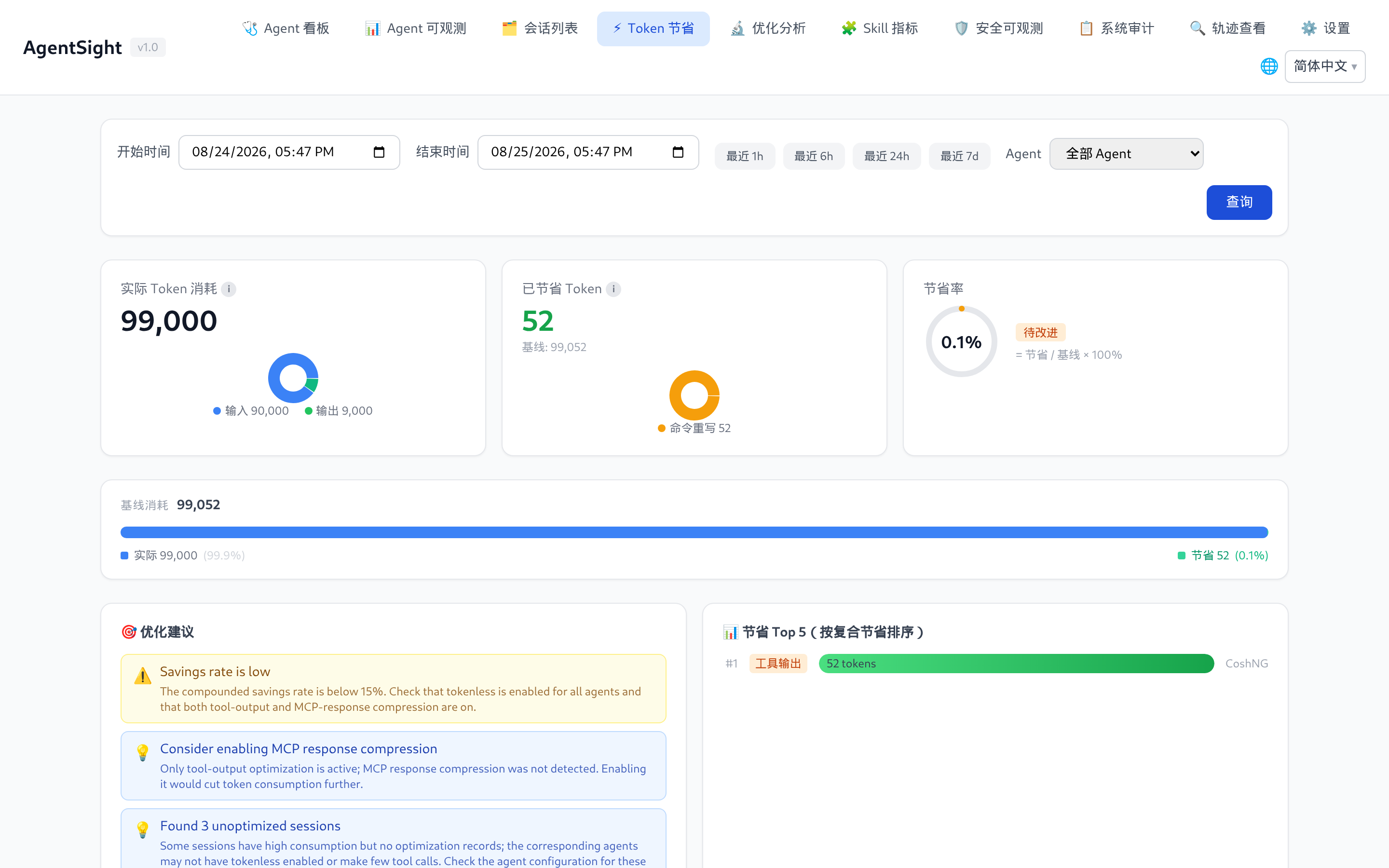Token 节省页面